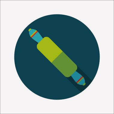 Uzun Gölge, eps10 ile mutfak eşyaları oklava düz simgesi