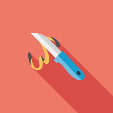 Uzun Gölge, eps10 ile mutfak eşyaları meyve bıçağı düz simgesi