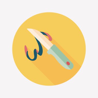 Uzun Gölge, eps10 ile mutfak eşyaları meyve bıçağı düz simgesi