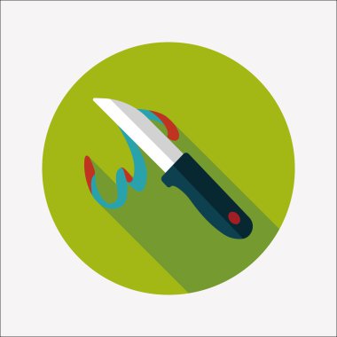 Uzun Gölge, eps10 ile mutfak eşyaları meyve bıçağı düz simgesi