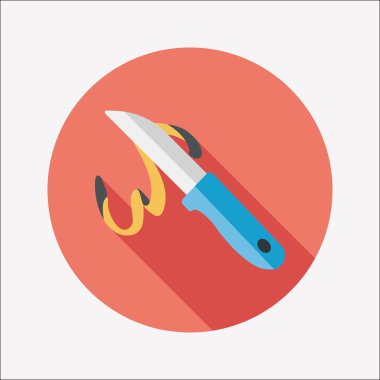 Uzun Gölge, eps10 ile mutfak eşyaları meyve bıçağı düz simgesi