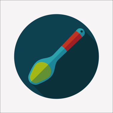 Uzun Gölge, eps10 ile mutfak eşyaları kaşık düz simgesi