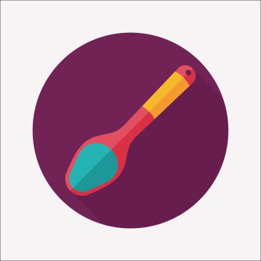 Uzun Gölge, eps10 ile mutfak eşyaları kaşık düz simgesi