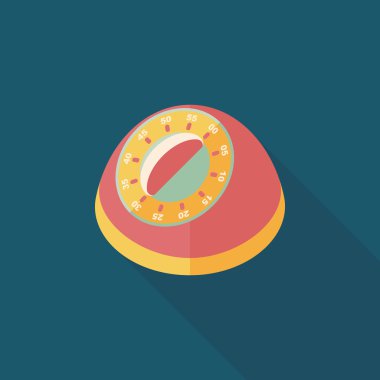 Uzun Gölge, eps10 ile mutfak eşyaları Zamanlayıcı düz simgesi