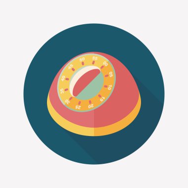 Uzun Gölge, eps10 ile mutfak eşyaları Zamanlayıcı düz simgesi