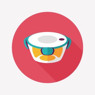 kapsayıcı düz simgesi uzun gölge, eps1 ile koruma mutfak eşyaları