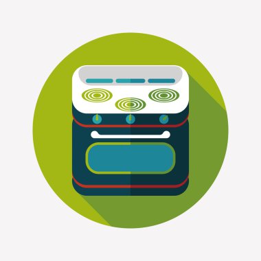 fırın düz simgesi ile uzun gölge, eps10 ile mutfak eşyaları gaz sobası