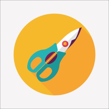 Uzun Gölge, eps10 ile mutfak eşyaları makas düz simgesi