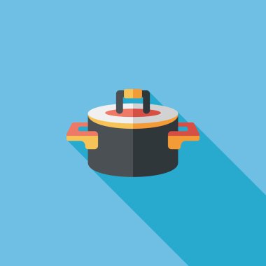 Uzun Gölge, eps10 ile mutfak eşyaları pot düz simgesi