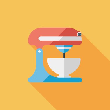 Uzun Gölge, eps10 ile mutfak eşyaları elektronik çırpıcı düz simgesi