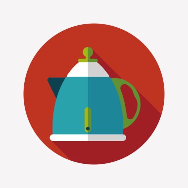 Uzun Gölge, eps10 ile mutfak eşyaları çay potu düz simgesi