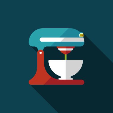 Uzun Gölge, eps10 ile mutfak eşyaları elektronik çırpıcı düz simgesi