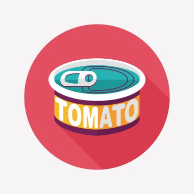 mutfak eşyaları domates can düz uzun gölge, eps10 simgesi