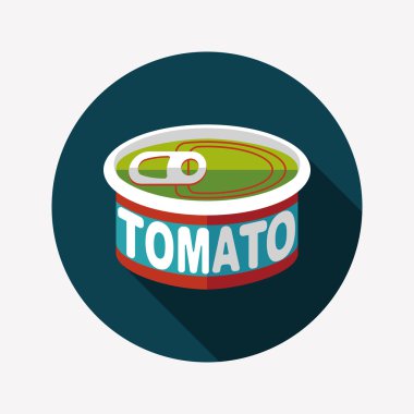 mutfak eşyaları domates can düz uzun gölge, eps10 simgesi