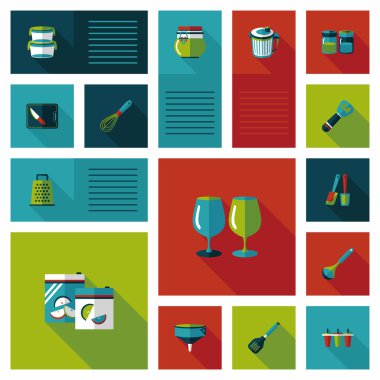 Mutfak eşyaları düz app kullanıcı arabirimi arka plan, eps10