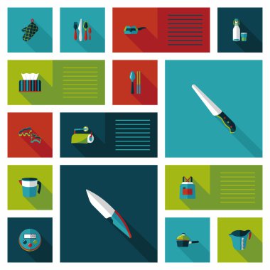 Mutfak eşyaları düz app kullanıcı arabirimi arka plan, eps10