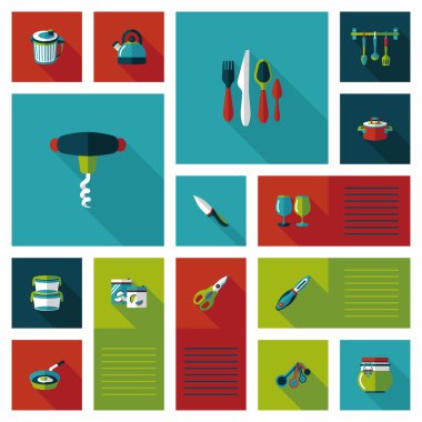 Mutfak eşyaları düz app kullanıcı arabirimi arka plan, eps10