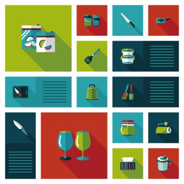 Mutfak eşyaları düz app kullanıcı arabirimi arka plan, eps10