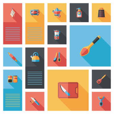 Mutfak eşyaları düz app kullanıcı arabirimi arka plan, eps10