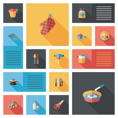 Mutfak eşyaları düz app kullanıcı arabirimi arka plan, eps10