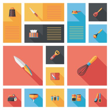 Mutfak eşyaları düz app kullanıcı arabirimi arka plan, eps10