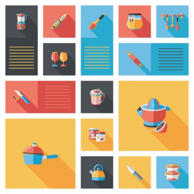 Mutfak eşyaları düz app kullanıcı arabirimi arka plan, eps10