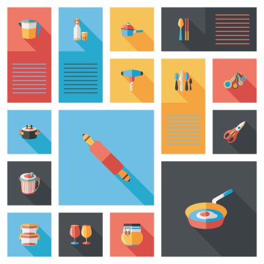 Mutfak eşyaları düz app kullanıcı arabirimi arka plan, eps10