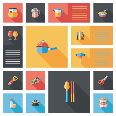 Mutfak eşyaları düz app kullanıcı arabirimi arka plan, eps10