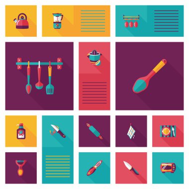 Mutfak eşyaları düz app kullanıcı arabirimi arka plan, eps10