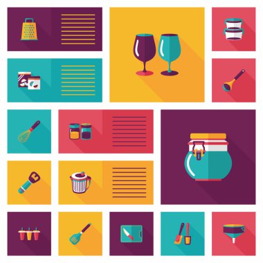 Mutfak eşyaları düz app kullanıcı arabirimi arka plan, eps10