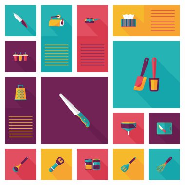 Mutfak eşyaları düz app kullanıcı arabirimi arka plan, eps10