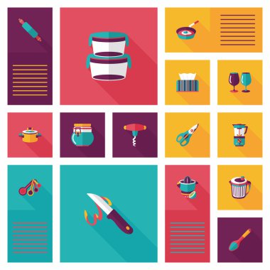 Mutfak eşyaları düz app kullanıcı arabirimi arka plan, eps10