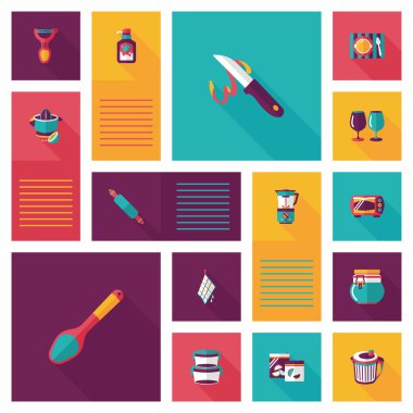 Mutfak eşyaları düz app kullanıcı arabirimi arka plan, eps10