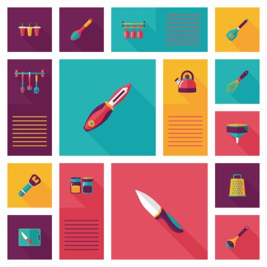 Mutfak eşyaları düz app kullanıcı arabirimi arka plan, eps10