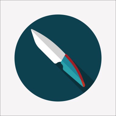 Uzun Gölge, eps10 ile mutfak eşyaları meyve bıçağı düz simgesi