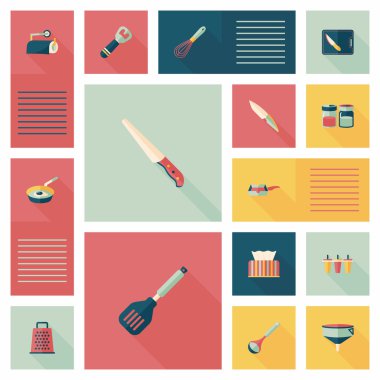 Mutfak eşyaları düz app kullanıcı arabirimi arka plan, eps10