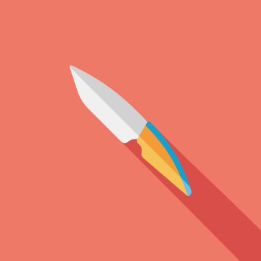 Uzun Gölge, eps10 ile mutfak eşyaları meyve bıçağı düz simgesi