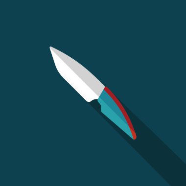 Uzun Gölge, eps10 ile mutfak eşyaları meyve bıçağı düz simgesi