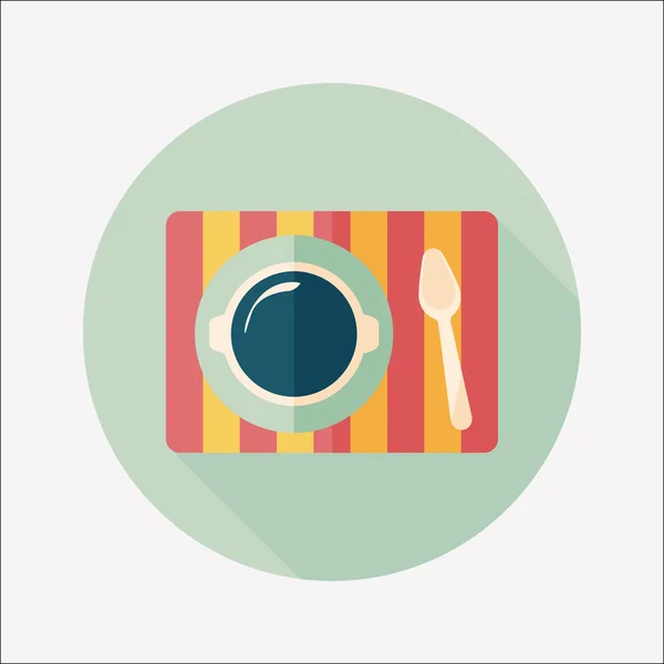 Tableware flat icon with long shadow, eps10 — стоковый вектор