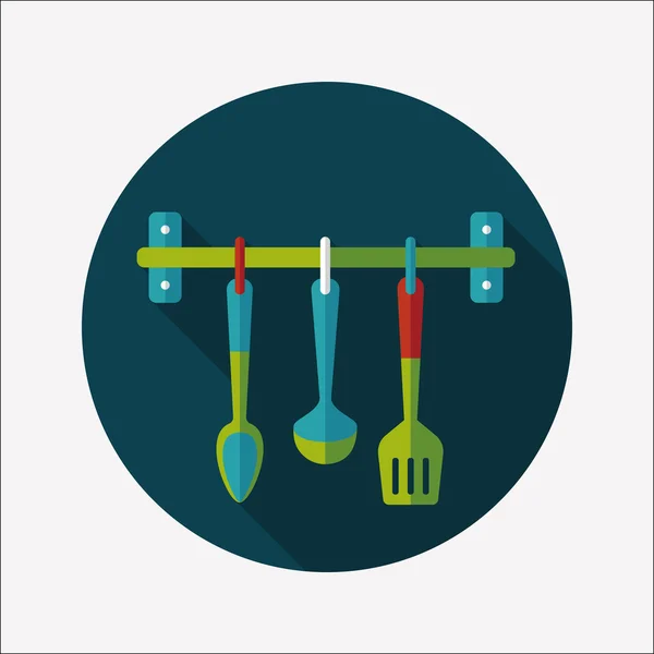Kuchyňské nádobí špachtle plochá ikona s dlouhý stín, eps10 — Stockový vektor