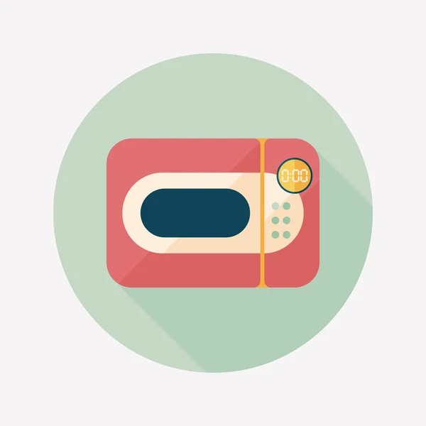 Ustensiles de cuisine four à micro-ondes icône plate avec ombre longue, eps10 — Image vectorielle