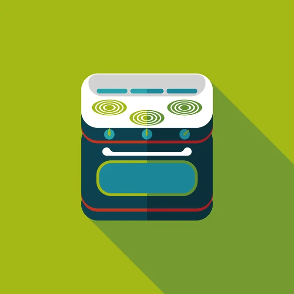 Cuisinière à gaz ustensiles de cuisine avec four icône plate avec ombre longue, eps10 — Image vectorielle