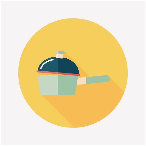 Kitchenware pot icône plate avec ombre longue, eps10 — Image vectorielle