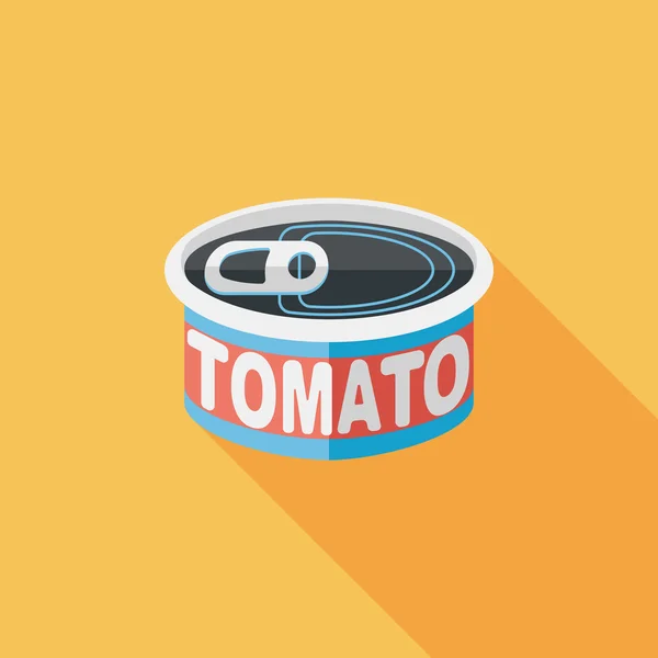 Utensilios de cocina de tomate puede icono plano con sombra larga, eps10 — Vector de stock