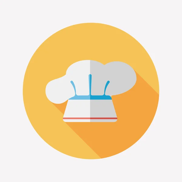 Кухонний посуд шеф-кухар капелюх плоский значок з довгою тінь, триває10 — стоковий вектор