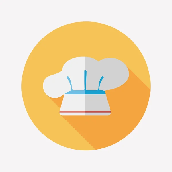 Utensilios de cocina sombrero de chef icono plano con sombra larga, eps10 — Vector de stock