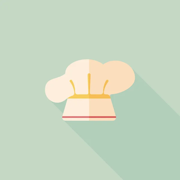 Utensilios de cocina sombrero de chef icono plano con sombra larga, eps10 — Vector de stock