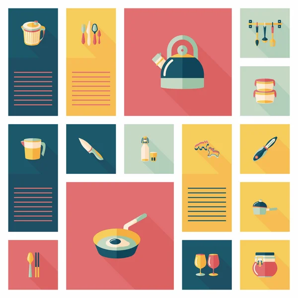 Mutfak eşyaları düz app kullanıcı arabirimi arka plan, eps10 — Stok Vektör