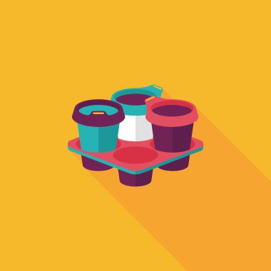 paket servisi olan restoran kahve uzun gölge, eps10 düz simgesiyle