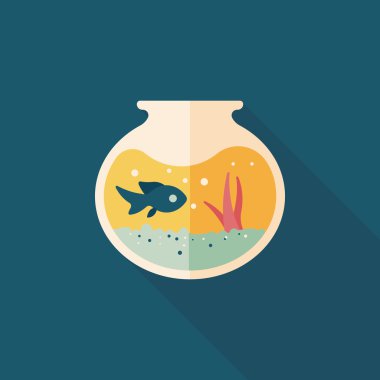 Uzun Gölge, eps10 ile evde beslenen hayvan balık yuvarlak kase düz simgesi